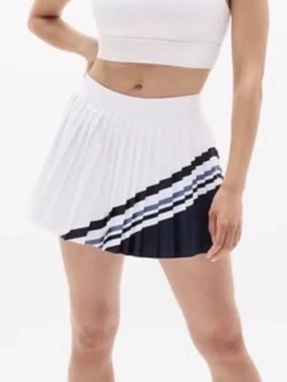 Match Point High Rise Pleated Colorblock Skort in Bright White Navy